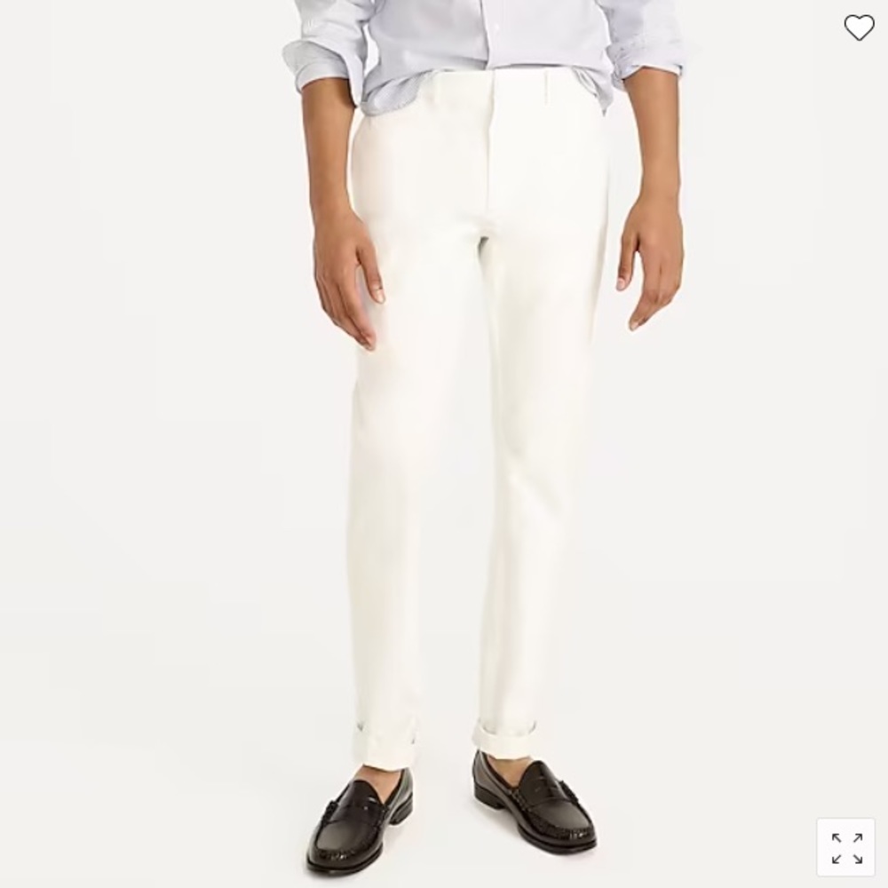 J Crew Men’s 484 Slim Stretch White Chinos